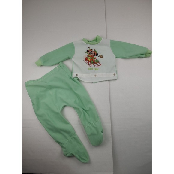 Disney Other - Vintage DISNEY Baby Mickey Mouse‎ Pajama 18 MONTH Christmas SET Pants Shirt 1981